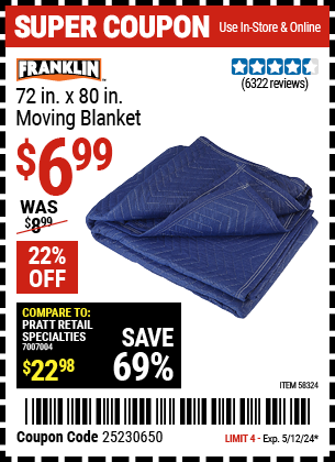 www.hfqpdb.com - 72 IN. X 80 IN. MOVING BLANKET Lot No. 58324 69505 62418 66537