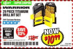 Harbor Freight Coupon 29 PIECE TITANIUM NITRIDE COATED HIGH SPEED STEEL DRILL BIT SET Lot No. 5889/61637/62281 Expired: 10/31/19 - $10.99