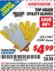 Harbor Freight ITC Coupon TOP GRAIN UTILITY GLOVES Lot No. 41047/61461 Expired: 11/30/15 - $4.99