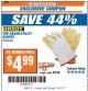 Harbor Freight ITC Coupon TOP GRAIN UTILITY GLOVES Lot No. 41047/61461 Expired: 10/31/17 - $4.99