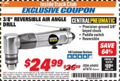 Harbor Freight ITC Coupon 3/8" REVERSIBLE AIR ANGLE DRILL Lot No. 67474/69495 Expired: 12/31/18 - $24.99