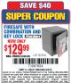 Harbor Freight Coupon FIRESAFE WITH COMBINATION AND KEY LOCK Lot No. 97570 Expired: 6/8/15 - $129.99