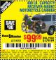 Harbor Freight Coupon 400 LB. CAPACITY RECEIVER-MOUNT MOTORCYCLE CARRIER Lot No. 99721/62837 Expired: 9/26/15 - $99.99