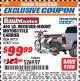 Harbor Freight ITC Coupon 400 LB. CAPACITY RECEIVER-MOUNT MOTORCYCLE CARRIER Lot No. 99721/62837 Expired: 8/21/17 - $99.99