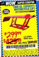 Harbor Freight Coupon 1000 LB. CAPACITY MOTORCYCLE LIFT Lot No. 69904/68892 Expired: 9/17/15 - $299.99