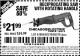 Harbor Freight Coupon RECIPROCATING SAW WITH ROTATING HANDLE Lot No. 65570/61884/62370 Expired: 10/11/15 - $21.99