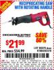Harbor Freight Coupon RECIPROCATING SAW WITH ROTATING HANDLE Lot No. 65570/61884/62370 Expired: 11/12/15 - $21.99