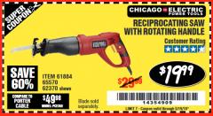 Harbor Freight Coupon RECIPROCATING SAW WITH ROTATING HANDLE Lot No. 65570/61884/62370 Expired: 5/19/18 - $19.99