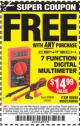 Harbor Freight FREE Coupon 7 FUNCTION DIGITAL MULTIMETER Lot No. 30756 Expired: 8/2/15 - FWP