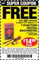 Harbor Freight FREE Coupon 7 FUNCTION DIGITAL MULTIMETER Lot No. 30756 Expired: 3/1/16 - FWP