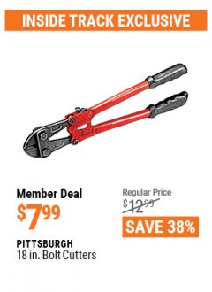 Harbor Freight ITC Coupon 18" BOLT CUTTERS Lot No. 41148/60683 Expired: 3/15/21 - $7.99