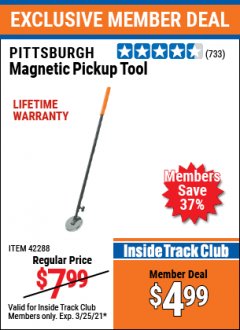 Harbor Freight ITC Coupon HEAVY DUTY MAGNETIC PICKUP TOOL Lot No. 42288 Expired: 3/25/21 - $4.99