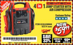 Harbor Freight Coupon 4-IN-1 JUMP STARTER WITH AIR COMPRESSOR Lot No. 60666/69401/62374/62453 Expired: 4/5/19 - $59.99