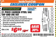 Harbor Freight ITC Coupon 21 PIECE CARBON STEEL SAE TAP AND DIE SET Lot No. 61398/69679 Expired: 5/31/18 - $6.99