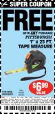 Harbor Freight FREE Coupon 1" X 25 FT. TAPE MEASURE Lot No. 69080/69030/69031 Expired: 5/1/15 - FWP