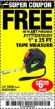 Harbor Freight FREE Coupon 1" X 25 FT. TAPE MEASURE Lot No. 69080/69030/69031 Expired: 8/26/15 - FWP