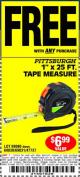 Harbor Freight FREE Coupon 1" X 25 FT. TAPE MEASURE Lot No. 69080/69030/69031 Expired: 9/17/15 - FWP