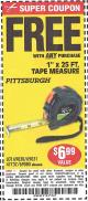 Harbor Freight FREE Coupon 1" X 25 FT. TAPE MEASURE Lot No. 69080/69030/69031 Expired: 9/7/15 - FWP
