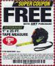 Harbor Freight FREE Coupon 1" X 25 FT. TAPE MEASURE Lot No. 69080/69030/69031 Expired: 11/23/17 - FWP