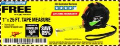Harbor Freight FREE Coupon 1" X 25 FT. TAPE MEASURE Lot No. 69080/69030/69031 Expired: 11/30/18 - FWP