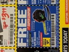 Harbor Freight FREE Coupon 1" X 25 FT. TAPE MEASURE Lot No. 69080/69030/69031 Expired: 1/31/19 - FWP