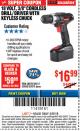 Harbor Freight ITC Coupon 18 VOLT CORDLESS 3/8" DRILL/DRIVER WITH KEYLESS CHUCK Lot No. 68239/69651/62868/62873 Expired: 3/8/18 - $16.99