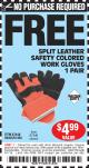 Harbor Freight FREE Coupon SPLIT LEATHER SAFETY COLORED WORK GLOVES 1 PAIR Lot No. 69455/61458/67440 Expired: 4/1/15 - NPR