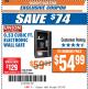Harbor Freight ITC Coupon 0.53 CUBIC FT. DIGITAL WALL SAFE Lot No. 62983/97081 Expired: 2/13/18 - $54.99