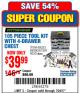 Harbor Freight Coupon 105 PIECE TOOL KIT WITH 4-DRAWER CHEST Lot No. 4030/69323/69380/61591 Expired: 7/24/17 - $39.99
