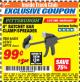 Harbor Freight ITC Coupon 4" RATCHETING BAR CLAMP/SPREADER Lot No. 46805/62242/68974 Expired: 3/31/18 - $0.99