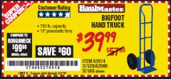 Harbor Freight Coupon BIGFOOT HAND TRUCK Lot No. 62974/62900/67568/97568 Expired: 3/2/19 - $39.99