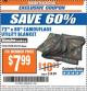 Harbor Freight ITC Coupon 72" x 80" CAMOUFLAGE UTILITY BLANKET Lot No. 69508, 66044 Expired: 11/22/16 - $7.99