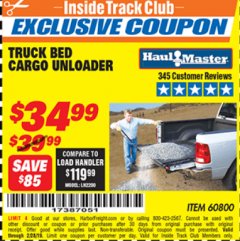 Harbor Freight ITC Coupon TRUCK BED CARGO UNLOADER Lot No. 60800 Expired: 2/28/19 - $34.99