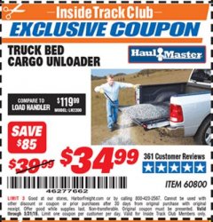 Harbor Freight ITC Coupon TRUCK BED CARGO UNLOADER Lot No. 60800 Expired: 5/31/19 - $34.99
