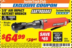 Harbor Freight ITC Coupon 3/8" PROFESSIONAL IMPACT AIR RATCHET WRENCH Lot No. 68426 Expired: 11/30/18 - $64.99