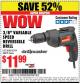 Harbor Freight Coupon 3/8" VARIABLE SPEED REVERSIBLE DRILL Lot No. 60614/3670/61719 Expired: 5/3/15 - $11.99