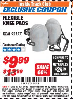 Harbor Freight ITC Coupon FLEXIBLE KNEE PADS Lot No. 93177 Expired: 5/31/18 - $9.99