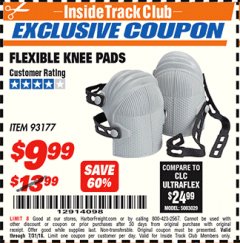 Harbor Freight ITC Coupon FLEXIBLE KNEE PADS Lot No. 93177 Expired: 7/31/18 - $9.99