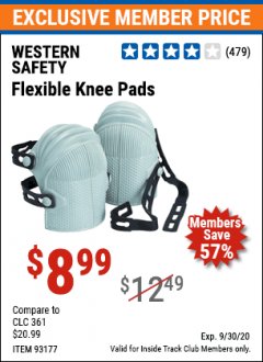 Harbor Freight ITC Coupon FLEXIBLE KNEE PADS Lot No. 93177 Expired: 9/30/20 - $8.99