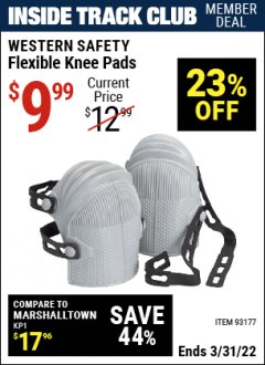 Harbor Freight ITC Coupon FLEXIBLE KNEE PADS Lot No. 93177 Expired: 3/31/22 - $9.99