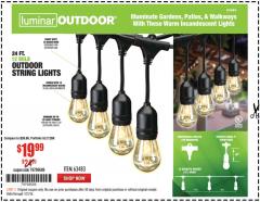 Harbor Freight Coupon 24 FT., 18 BULB, 12 SOCKET OUTDOOR STRING LIGHTS Lot No. 64486/63843/64739 Expired: 1/31/18 - $19.99