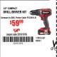 Harbor Freight Coupon BAUER 20 VOLT CORDLESS 1/2" COMPACT DRILL/DRIVER KIT Lot No. 63531 Expired: 12/31/17 - $59.99