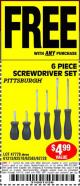 Harbor Freight FREE Coupon 6 PIECE SCREWDRIVER SET Lot No. 62570 Expired: 10/1/15 - FWP