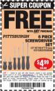 Harbor Freight FREE Coupon 6 PIECE SCREWDRIVER SET Lot No. 62570 Expired: 10/29/15 - FWP
