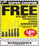 Harbor Freight FREE Coupon 6 PIECE SCREWDRIVER SET Lot No. 62570 Expired: 1/25/16 - FWP