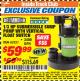 Harbor Freight ITC Coupon 1/3 HP SUBMERSIBLE SUMP PUMP WITH VERTICAL FLOAT SWITCH Lot No. 63321 Expired: 8/31/17 - $59.99