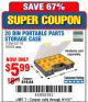 Harbor Freight Coupon 20 BIN PORTABLE PARTS STORAGE CASE Lot No. 62778/93928 Expired: 9/11/17 - $5.99