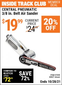 Harbor Freight ITC Coupon 3/8" AIR BELT SANDER Lot No. 97055/60627 Expired: 10/28/21 - $19.99