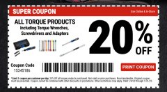 Harbor Freight Coupon 20 percent off coupon expires: 1/31/23