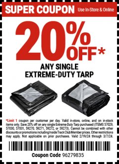 Harbor Freight Coupon 20 percent off coupon expires: 3/7/24